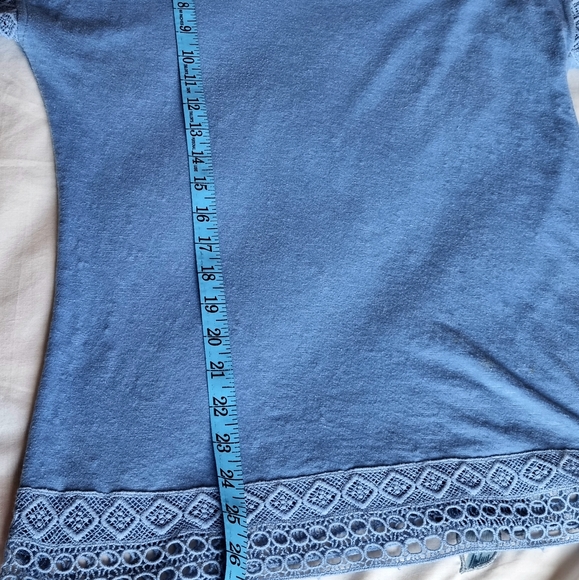 M&S Mark's & Spencer cobalt blue casual T shirt with crochet work PRELOVED - Picture 4 of 5